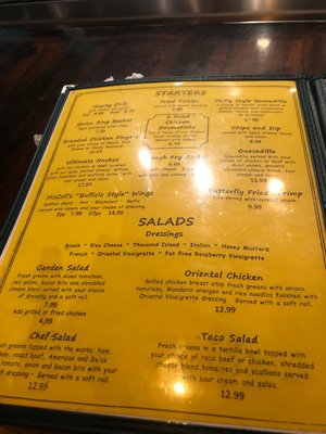 McCall’s Tavern menu 2
