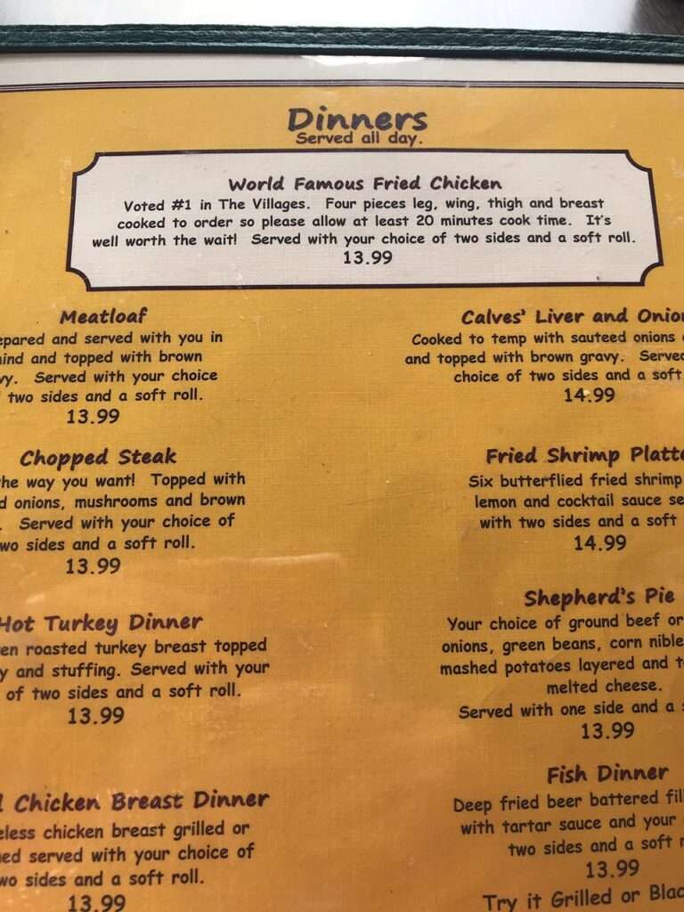 McCall’s Tavern menu 4